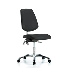 Class 100 Vinyl Clean Room/ESD Chair - Desk Height with Medium Back, Seat Tilt, and ESD Casters in Black ESD Vinyl