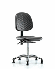Polyurethane Chair Chrome - Desk Height with Seat Tilt and Stationary Glides in Blue Polyurethane