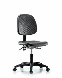 Polyurethane Chair - Desk Height with Medium Back, Seat Tilt, and Casters in Blue Polyurethane