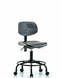 Polyurethane Chair with Round Tube Base - Desk Height with Medium Back, Seat Tilt, and Casters in Blue Polyurethane