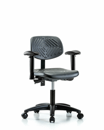 Polyurethane Chair - Desk Height with Seat Tilt, Adjustable Arms, and Casters in Blue Polyurethane