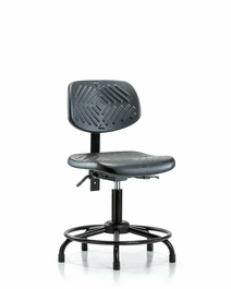 Polyurethane Chair Round Tube Base - Desk Height with Seat Tilt and Stationary Glides in Blue Polyurethane