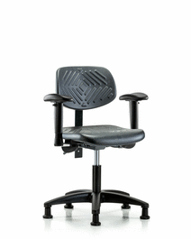 Polyurethane Chair - Desk Height with Adjustable Arms and Stationary Glides in Blue Polyurethane