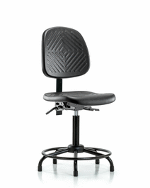 Polyurethane Chair with Round Tube Base - Medium Bench Height with Medium Back and Stationary Glides in Blue Polyurethane
