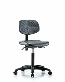 Polyurethane Chair - Medium Bench Height with Seat Tilt and Casters in Blue Polyurethane
