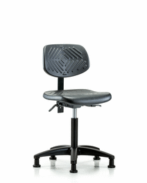 Polyurethane Chair - Medium Bench Height with Seat Tilt and Stationary Glides in Blue Polyurethane