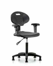 Erie Polyurethane Chair - Medium Bench Height with Adjustable Arms and Stationary Glides in Blue Polyurethane