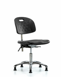 Class 100 Newport Industrial Polyurethane Clean Room Chair - Desk Height with Seat Tilt and Stationary Glides in Blue Polyurethane