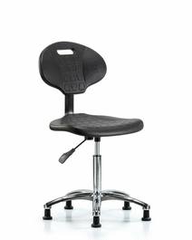 Erie Polyurethane Chair Chrome - Medium Bench Height with Stationary Glides in Blue Polyurethane