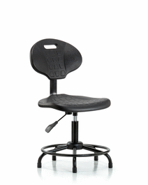 Erie Polyurethane Chair - Desk Height with Round Tube Base and Stationary Glides in Blue Polyurethane