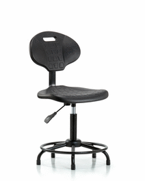 Erie Polyurethane Chair - Medium Bench Height with Round Tube Base and Stationary Glides in Blue Polyurethane