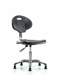 Class 10 Erie Polyurethane Clean Room Chair - Desk Height with Stationary Glides in Blue Polyurethane