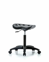 Polyurethane Tractor Stool - Medium Bench Height with Chrome Casters in Black Polyurethane