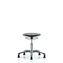 Class 10 Huron Polyurethane Clean Room Stool - Desk Height with Stationary Glides in Black Polyurethane