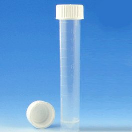 Globe 16 x 101 mm STERILE Transport Tube with White Screw Cap, Sterile, Round Bottom, Self-Standing, Molded Graduations
