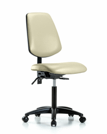 Vinyl Chair - Medium Bench Height with Medium Back and Casters in Adobe White Trailblazer Vinyl