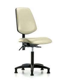 Vinyl Chair - Medium Bench Height with Medium Back and Stationary Glides in Adobe White Trailblazer Vinyl