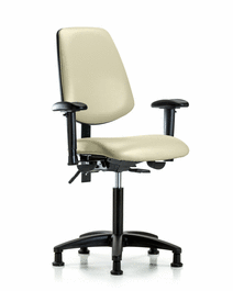 Vinyl Chair - Medium Bench Height with Medium Back, Seat Tilt, Adjustable Arms, and Stationary Glides in Adobe White Trailblazer Vinyl
