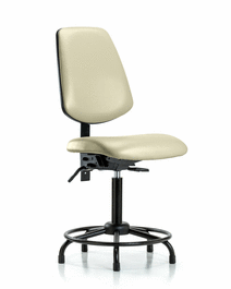 Vinyl Chair - Medium Bench Height with Round Tube Base, Medium Back, and Stationary Glides in Adobe White Trailblazer Vinyl