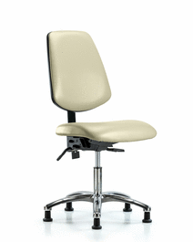 Vinyl Chair Chrome - Desk Height with Medium Back and Stationary Glides in Orange Kist Trailblazer Vinyl