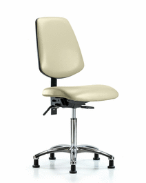 Vinyl Chair Chrome - Medium Bench Height with Medium Back and Stationary Glides in Burgundy Trailblazer Vinyl
