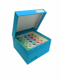 Cardboard freezer box, hinged lid, insert for 25 snap-cap 5mL tubes, 5.25 x 5.25 x 3 inches