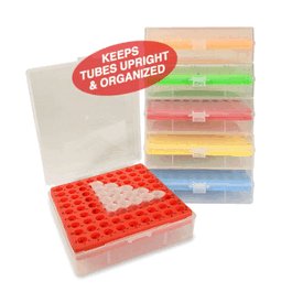 BetterBox Storage Box with hinged lid, 81 x 1.5mL/2.0mL microtubes, assorted colors