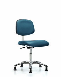 Class 10 Clean Room Vinyl Chair Chrome - Desk Height with Stationary Glides in Borscht Supernova Vinyl
