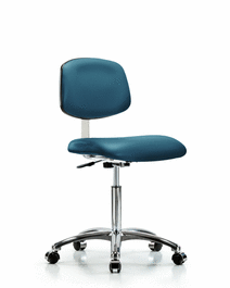 Class 10 Clean Room Vinyl Chair Chrome - Medium Bench Height with Casters in Borscht Supernova Vinyl