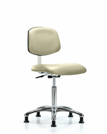 Class 10 Clean Room Vinyl Chair Chrome - Medium Bench Height with Stationary Glides in Borscht Supernova Vinyl