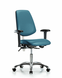 Class 100 Vinyl Clean Room Chair - Desk Height with Medium Back, Seat Tilt, Adjustable Arms, and Casters in Borscht Supernova Vinyl
