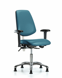 Class 100 Vinyl Clean Room Chair - Desk Height, Medium Back, Seat Tilt, Adjustable Arms, and Stationary Glides in Borscht Supernova Vinyl