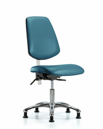 Class 100 Vinyl Clean Room Chair - Desk Height with Medium Back, Seat Tilt, and Stationary Glides in Borscht Supernova Vinyl