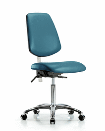 Class 100 Vinyl Clean Room Chair - Medium Bench Height with Medium Back and Casters in Borscht Supernova Vinyl