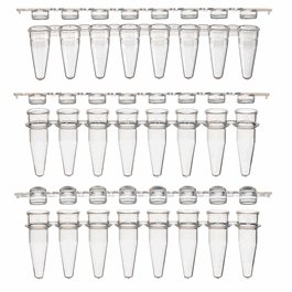 0.1mL 8-Strip Tubes, Low Profile, with Separate 8-Strip Clear Flat Caps, Natural