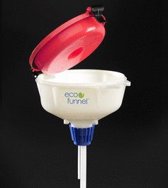 8 in. ECO Funnel with 38-430 Cap Adapter, Red Lid, Custom 1/16 Luer Lock HPLC