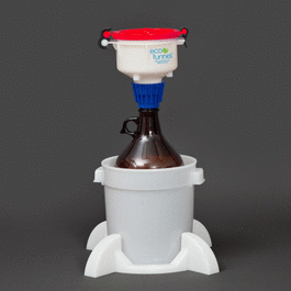 4 in. ECO Funnel System: 2 Liter Amber Glass Bottle, Secondary Container, Detachable Base