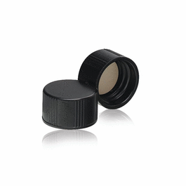DWK Life Sciences (Wheaton) Solid Top Black Phenolic Screw Caps, 18-415, PTFE faced Rubber Liner