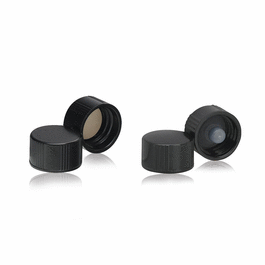 DWK Life Sciences (Wheaton) Solid Top Black Phenolic Screw Caps, 24-400, PE Cone Liner