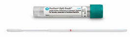 One mini-tip HydraFlock swab, 80mm molded break point, green self-centering cap. Fill volume 1mL