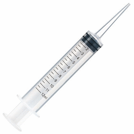 Transfer Syringe, 12cc (12mL), Printed Graduations, Curved Tip, 50/Bag
