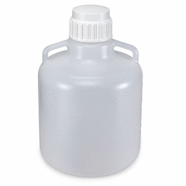 Carboy, Round with Handles, Heavy Duty PP, White PP Screwcap, 20 Liter, Molded Graduations, Autoclavable