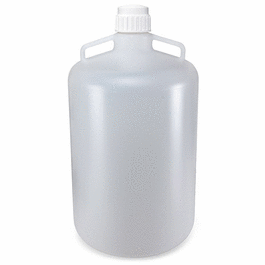 Carboy, Round with Handles, LDPE, White PP Screwcap, 10 Liter, Molded Graduations
