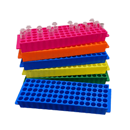 Tube Rack, Fraction Collector Type, 80 x 1.5/2 mL, Assorted Colors (B, G, R, Y, O)
