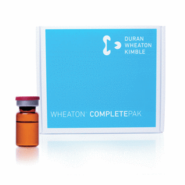 DWK Life Sciences (Wheaton) 5 mL Amber Sterile Vial with 20 mm Ultra Pure Sterile Serum Stopper and Sterile Blue Seal