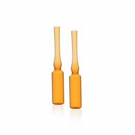 DWK Life Sciences (Kimble) Score-Break Ampule Amber, Trimmed Stem, Large Pack, 2 mL, 12 x 30 mm (Overall H: 75 mm)