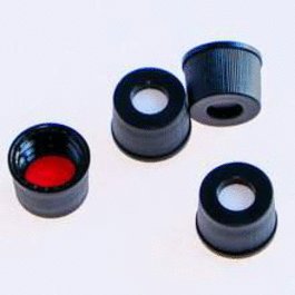 PerkinElmer 8 mm Pre-Assembled Black Flanged Screw Cap with PTFE/Silicone Septa