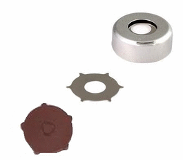 PerkinElmer Un-Assembled Aluminum Crimp Cap with PTFE/Butyl (Red) Septa and Star Spring