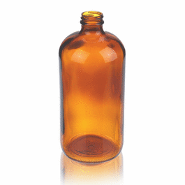DWK Life Sciences (Wheaton) 125 mL (4 oz) Amber Glass Boston Round, Bottle Only