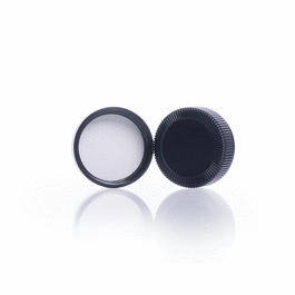 DWK Life Sciences (Kimble) Black Phenolic Screw Thread Caps with Pulp/Vinyl Liner, 20-400
